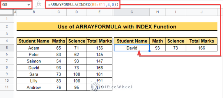 How To Use INDEX Function In Google Sheets 4 Easy Examples