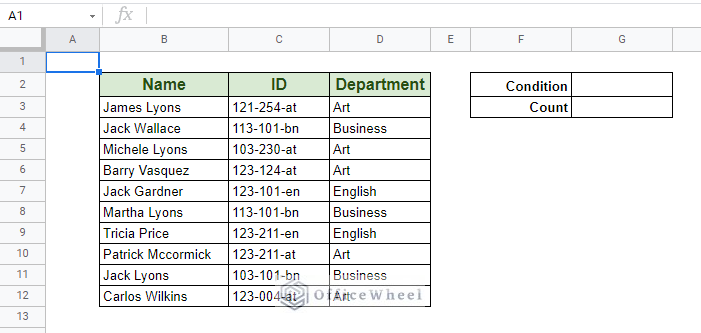primary worksheet for countif contains text in google sheets 