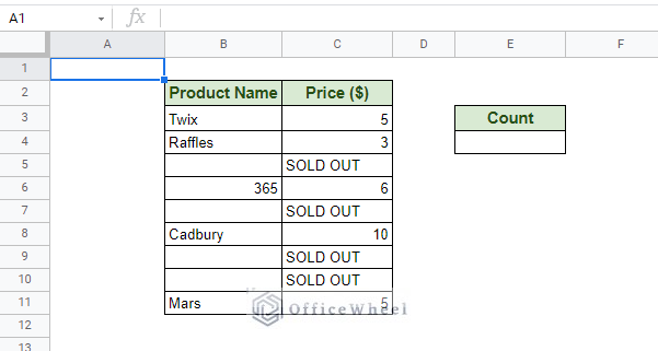 primary worksheet for COUNTIF not blank in Google Sheets