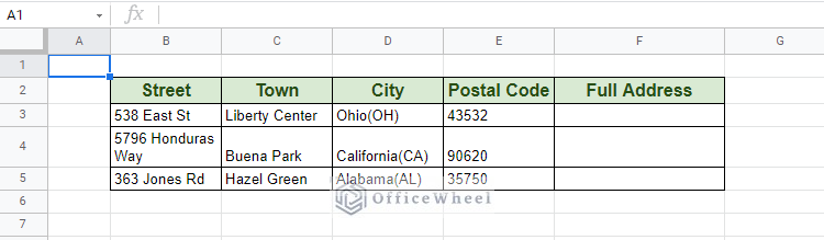 new data set to show how to merge columns in google sheets