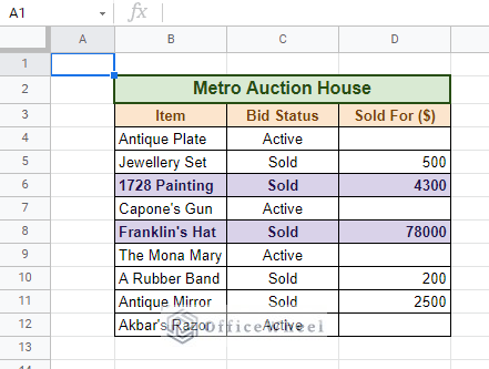 Changed Row Color Based on Numerical Value in Google Sheets 