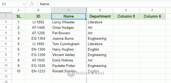 unfreezing columns in google sheets