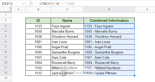 Using CONCAT function with separator