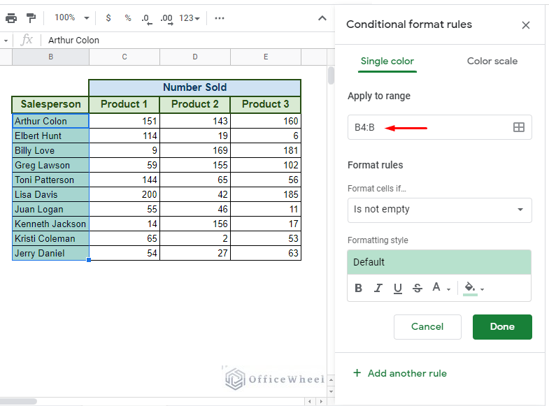 setting up a dynamic range for conditional formatting
