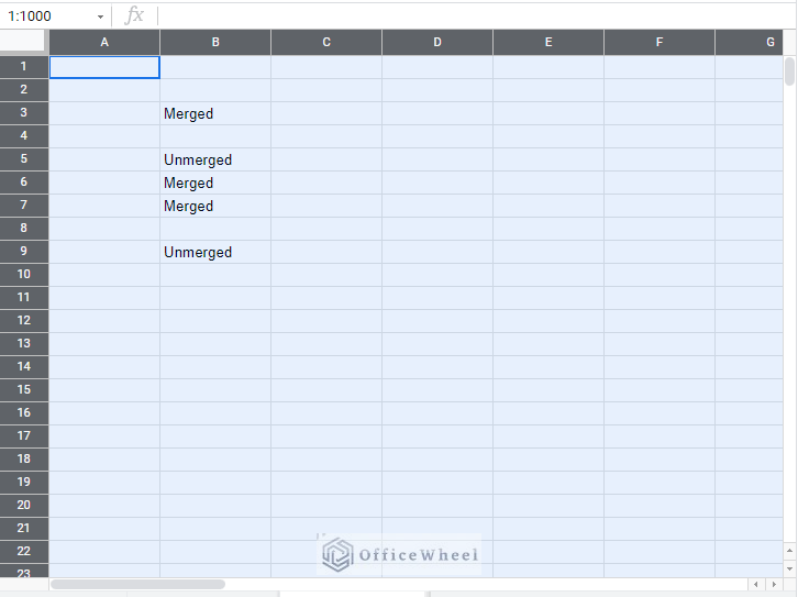 how to unmerge cells entire sheet in google sheets