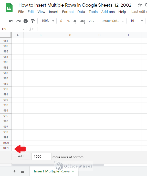 last row of a Google Sheets worksheet