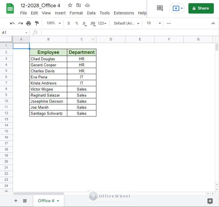 Office 4 spreadsheet