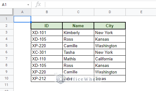 new table for multi-column duplicates