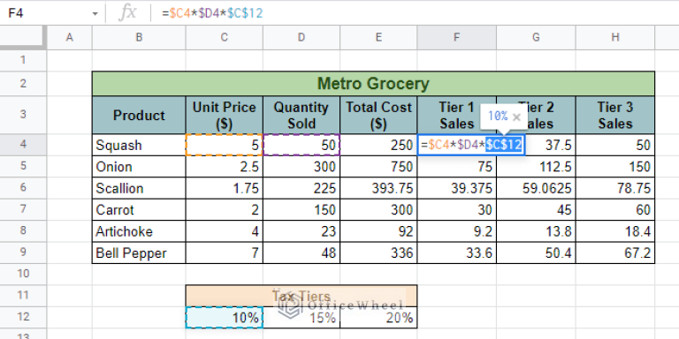 Lock Cell Reference in Google Sheets (3 Ways) - OfficeWheel
