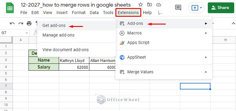 Navigating to add-ons