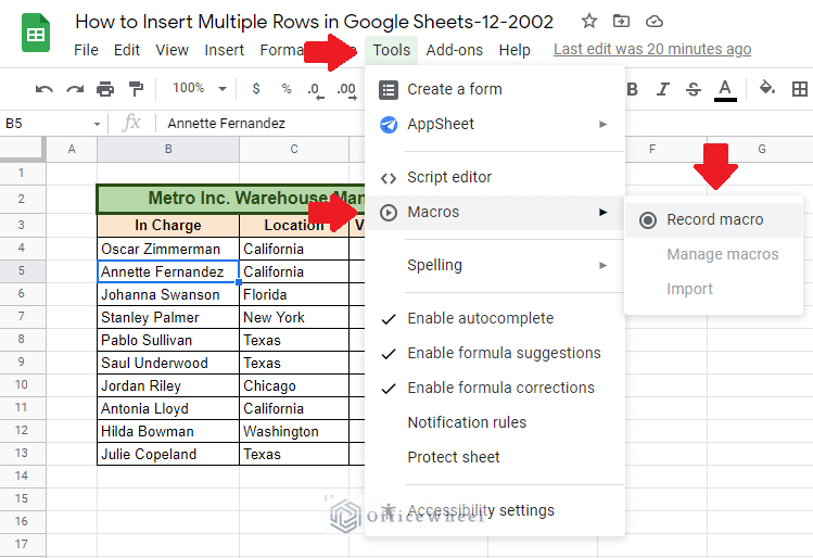 navigating to Record macro