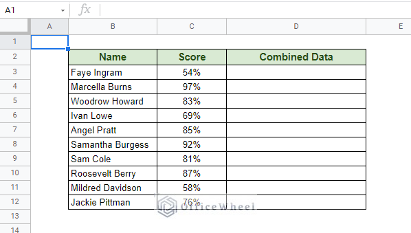 dataset with different data types to merge cells in google sheets without losing data