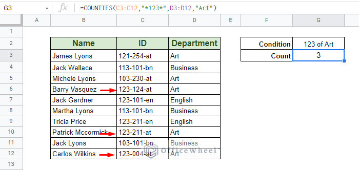 COUNTIF for multiple criteria with COUNTIFS