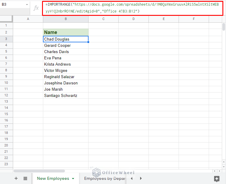 reference another spreadsheet in google sheets using IMPORTRANGE