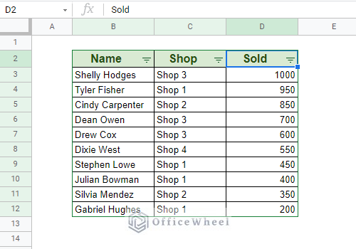 sort by column in google sheets using filter