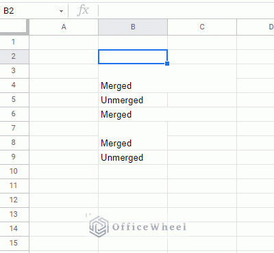 showing shift in cell selection with merged cells animated - how to unmerge cells in google sheets