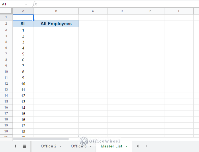 Master List Worksheet