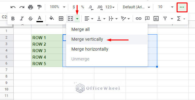 Merge rows in Google Sheets Vertically