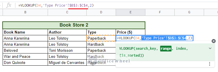 adding absolute references to the VLOOKUP function