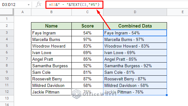 using the TEXT function to get proper results after merge