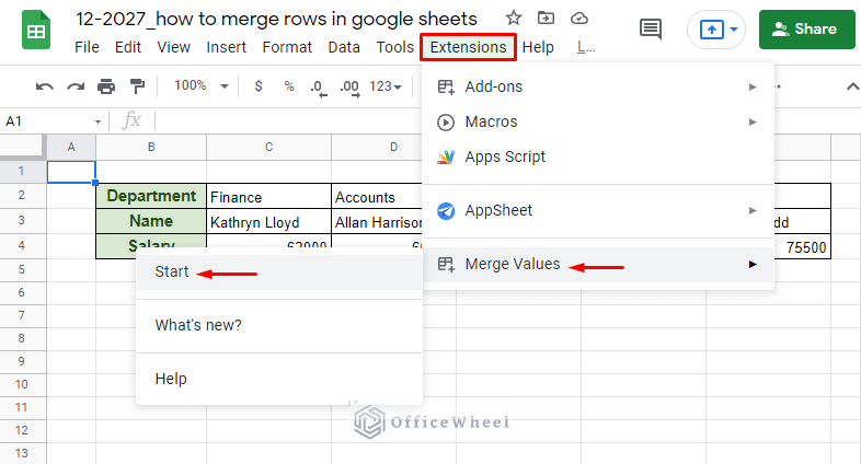 Starting Merge Values add-on