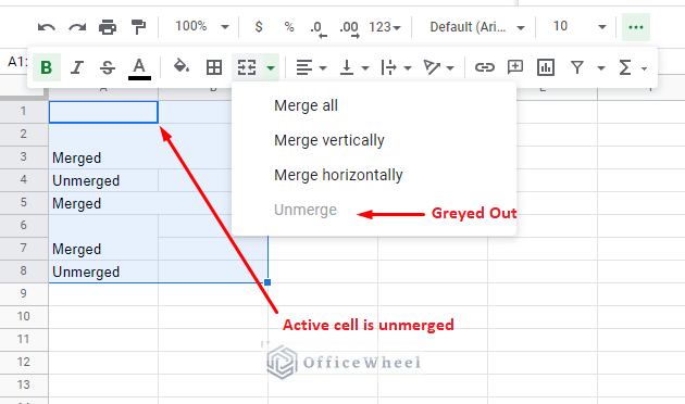 greyed our unmerge option