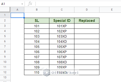 table to find and replace using formulas