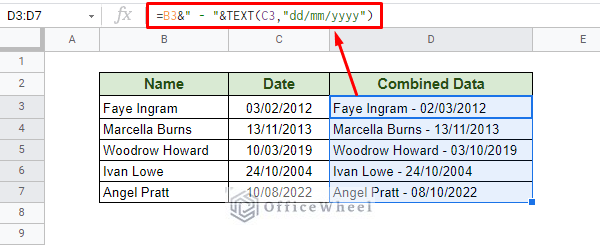 using TEXT function to get the correct date format after merge