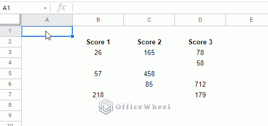 navigating through a table of merged cells