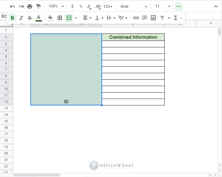 merge cells in google sheets error