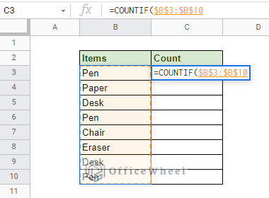 adding range to the COUNTIF function