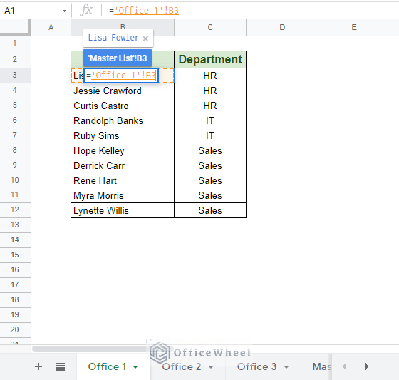 selecting reference cell in another sheet