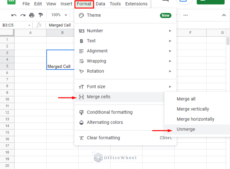 How To Unmerge Cells In Google Sheets 4 Ways OfficeWheel