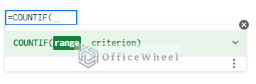 COUNTIF function syntax