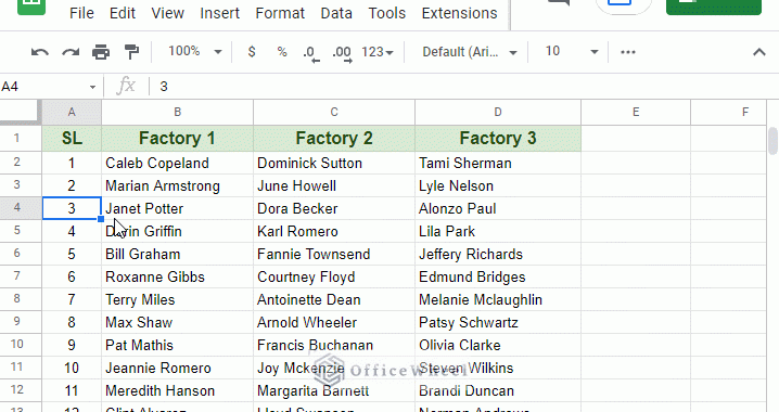 freeze rows according to active cell in google sheets animated
