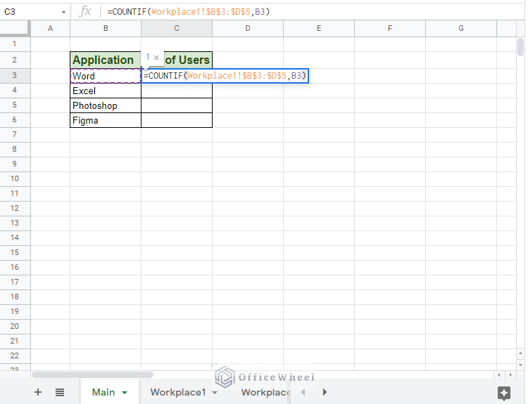 referencing another worksheet for countif across multiple sheets google sheets