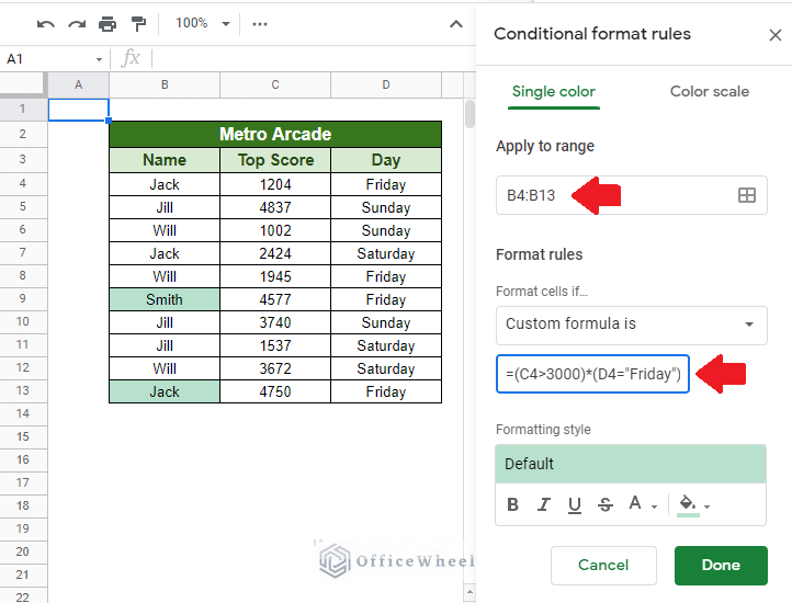 AND logic for conditional formatting 