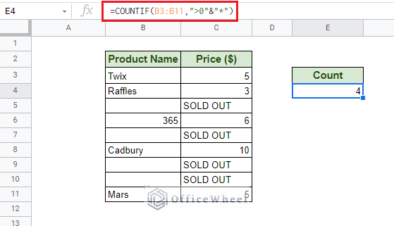 modifying COUNTIF to count non-blank cells in Google Sheets