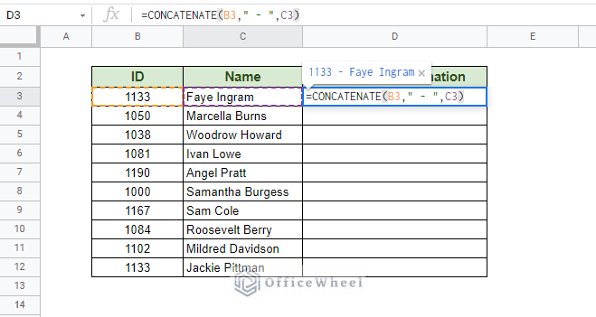 adding values to the CONCATENATE function