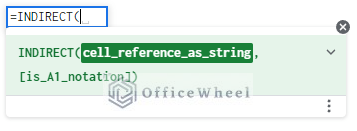 INDIRECT syntax for cell reference from string in google sheets