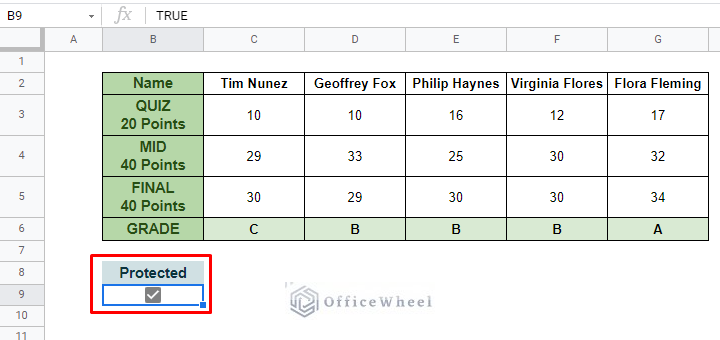 checkbox added to worksheet for how to lock rows in google sheets