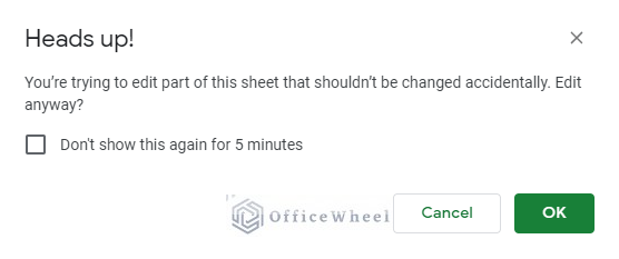 soft warning for changing protected range in google sheets