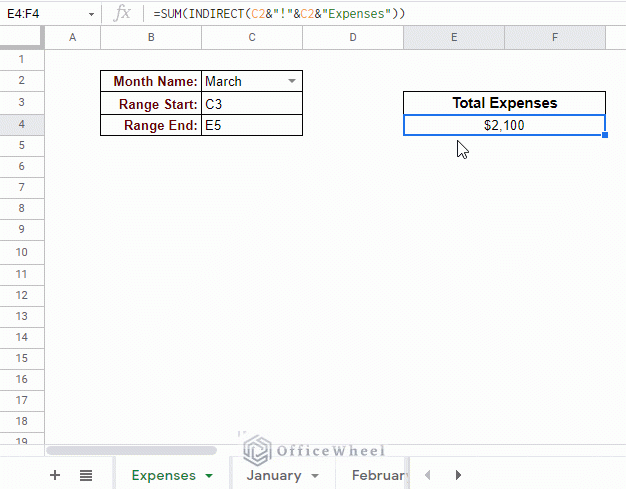 using named range to indirectly reference cell range animated