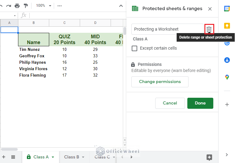 delete protection from worksheet