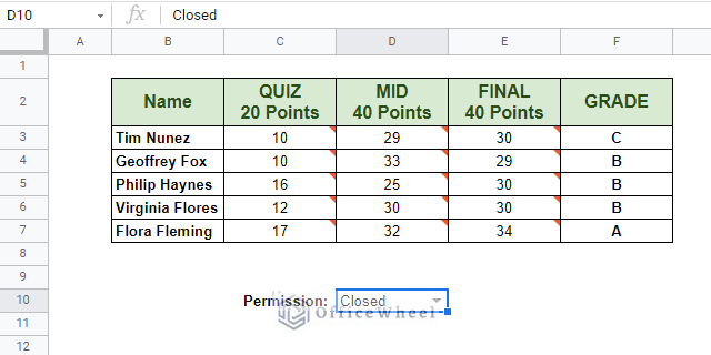 how to lock a column in google sheets with conditions using data validation