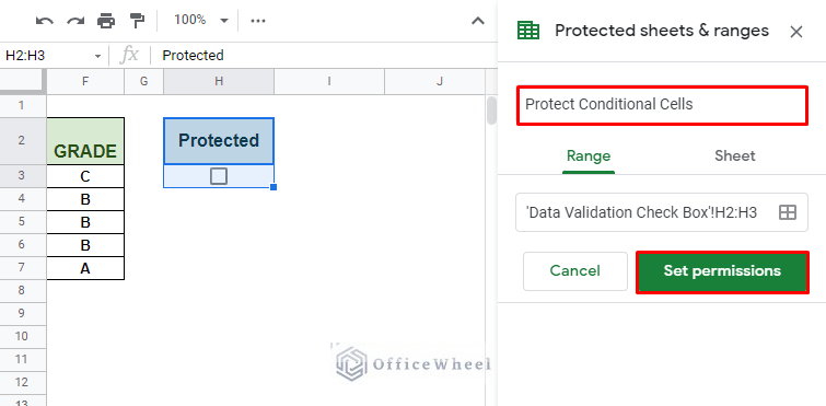 basic conditions in protected sheets & ranges menu