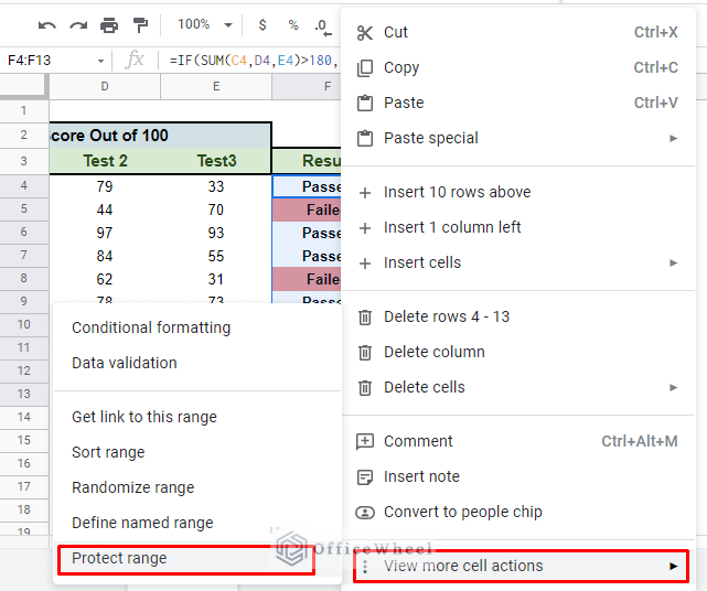 right clicking to find protect range in google sheets