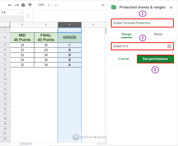 setting the base conditions to lock a column in google sheets