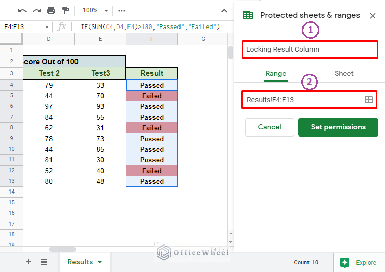 the two sections of the protected sheets & ranges menu in google sheets