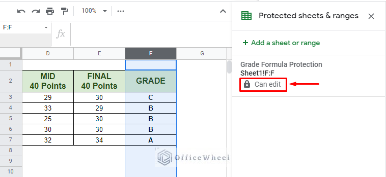 can edit locked column in google sheets